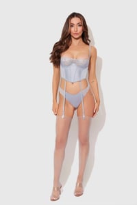 Image 1 of romance intimates - stone blue bustier set 