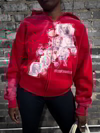 Image 3 of "Money Talks" Red Distressed Sun Wash Zip Up