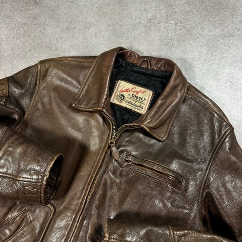 Image of 1990s Diesel Heavyweight Leather Jacket, Size Medium