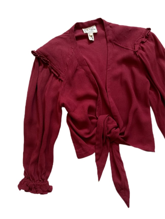 late 60s Ossie Clark moss crepe tie blouse