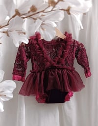 Image 3 of Baby girl body-dress for photoshoot | Mili | burgundy | 0-3 months