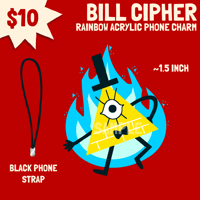 Image 2 of GRAVITY FALLS — Bill Cipher 1.5 Inch Rainbow Phone Charm