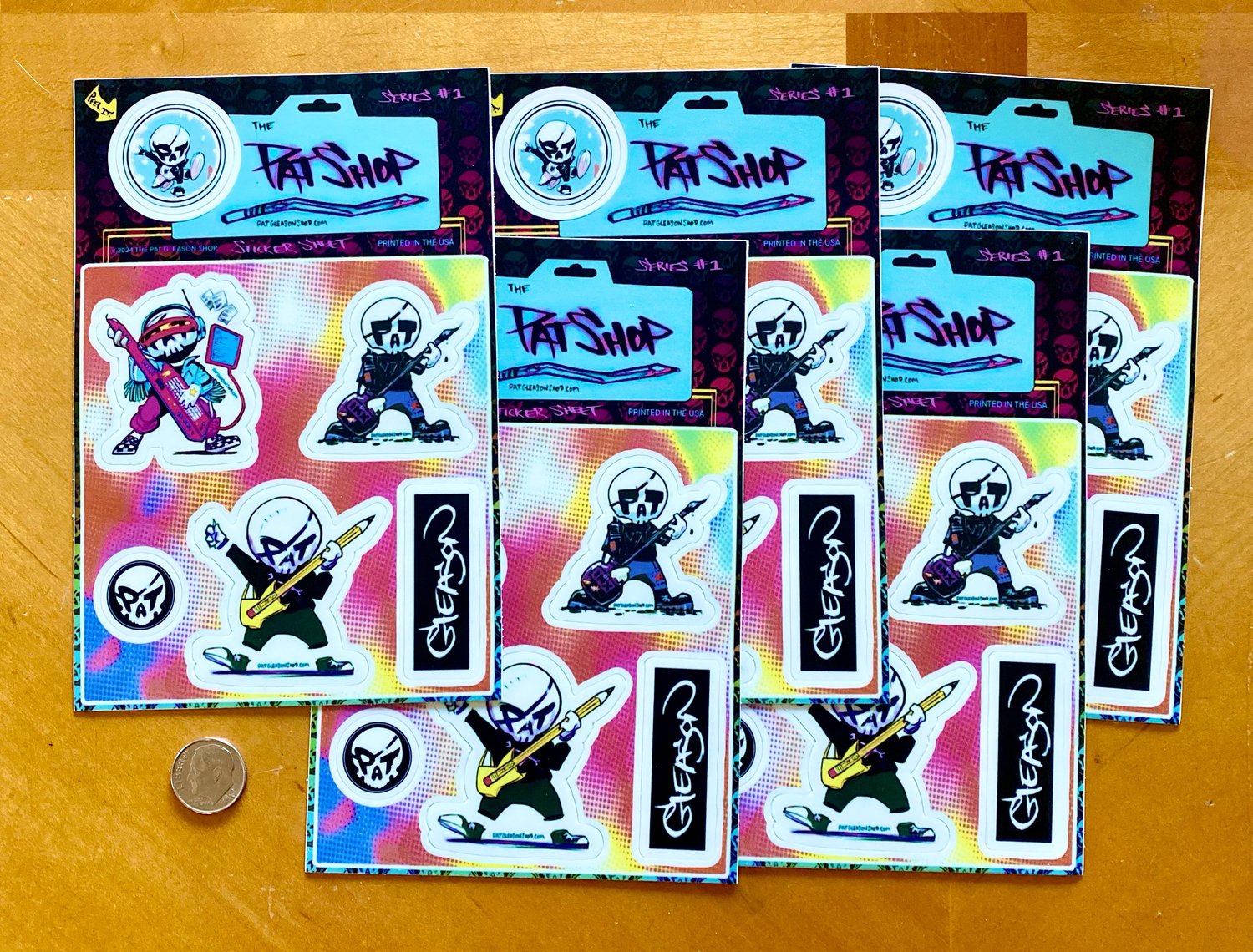 Image of 5 Pack PAT-SKULLS! SHORT-BOX Sticker sheet series #1