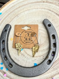 Image 1 of Hand hammered brass bolt earrings 