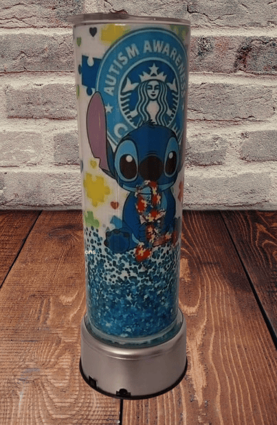 Image of 20 oz Stitch Autism Awareness Stainless Steel insulated Tumbler Cup 