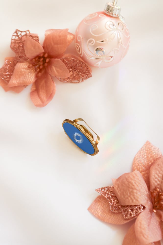 Image of Vintage Inspired Blue Lipstick Holder with Mirror