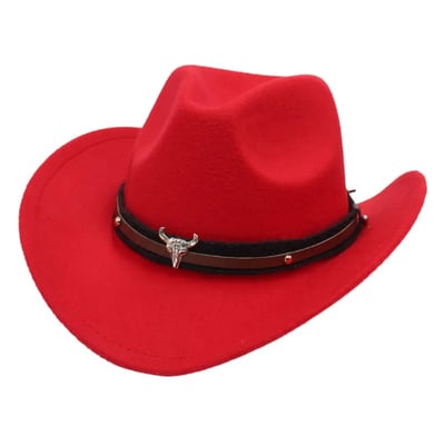 Image of Unisex Basic Cowboy Style Solid Color Big EavesFedora Hat