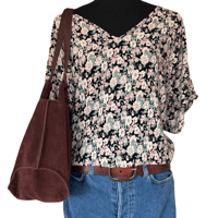 Image 1 of Natural Life Floral Loose Fit V Neck Dolman Shirt - Size XS