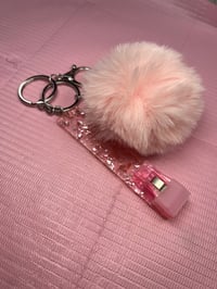 Credit Card Clip Keychain with Puffball 