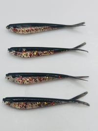 Black Red Gold Sparkle Minnow 7 pcs
