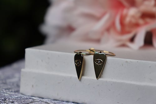 Image of Evil Eye Dainty Heart Hoops 