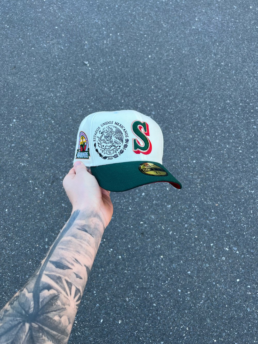 Image of  TRI TONE ESTADOS UNIDOS MEXICANOS SEATTLE MARINERS CUSTOM FITTED CAP p2