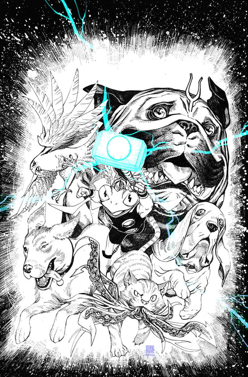 Image of PET AVENGERS #1 COVER original art