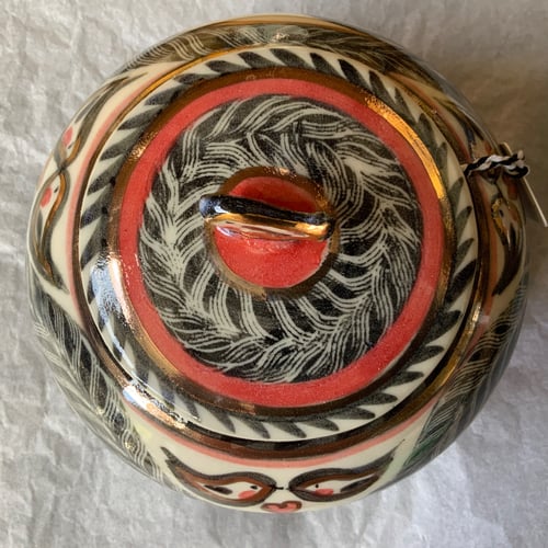 Image of Fairytales ,Red bird jar with lid .