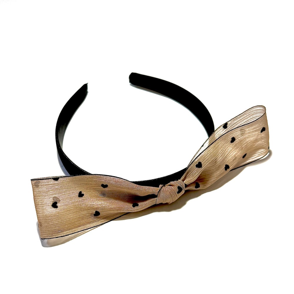 Image of Brown Hearts Bow Headband