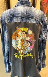 Vintage Blue/White Flannel Shirt The Flintstones