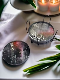 Image 3 of Set of 4 Epoxy Resin Art Coasters 'The Bloodstone'