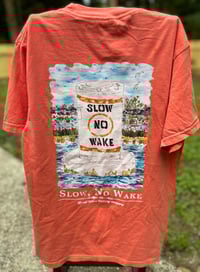 Image 1 of Slow No Wake Short Sleeve Pocket Tee Orange Salmon 
