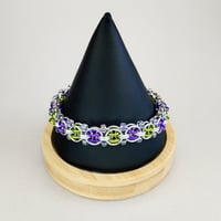 Image 1 of Amethyst Beaded Helm Chainmaille Bracelet