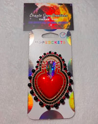 Image 1 of Hand Polished Red Heart Beaded Popsocket 