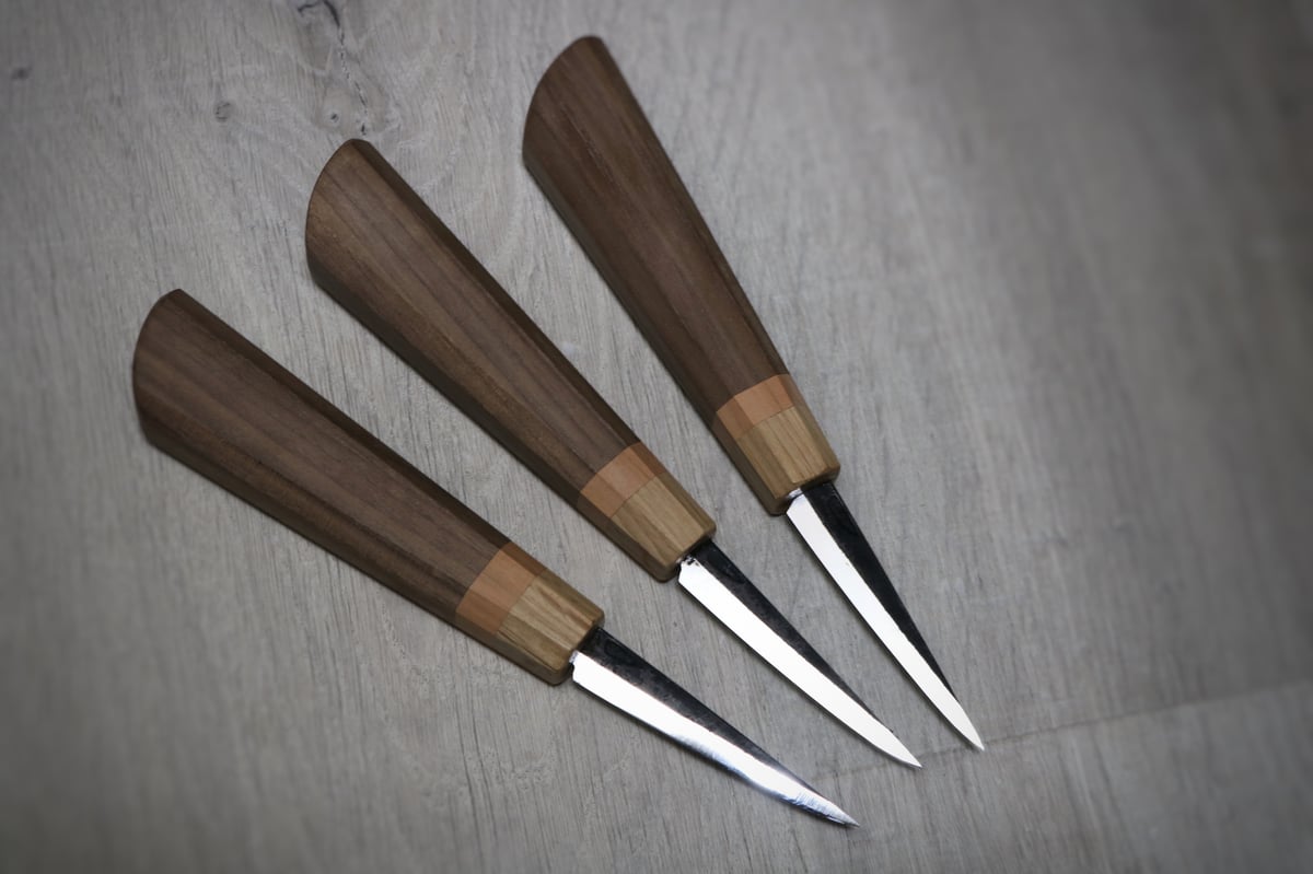 Image of 70mm slöjd with walnut, pear and oak handle