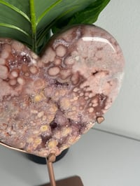 Image 5 of XL PINK AMETHYST HEART ON CUSTOM ROSE GOLD STAND -BRAZIL- A