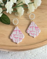 Image 1 of Breast Cancer Pink Ribbon Earrings 
