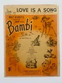 Image 2 of Bambi c1942, framed vintage sheet music of 'Love Is A Song'
