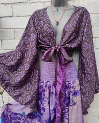 Image 3 of Stevie sari top with tassel- purples suitable upto size 18