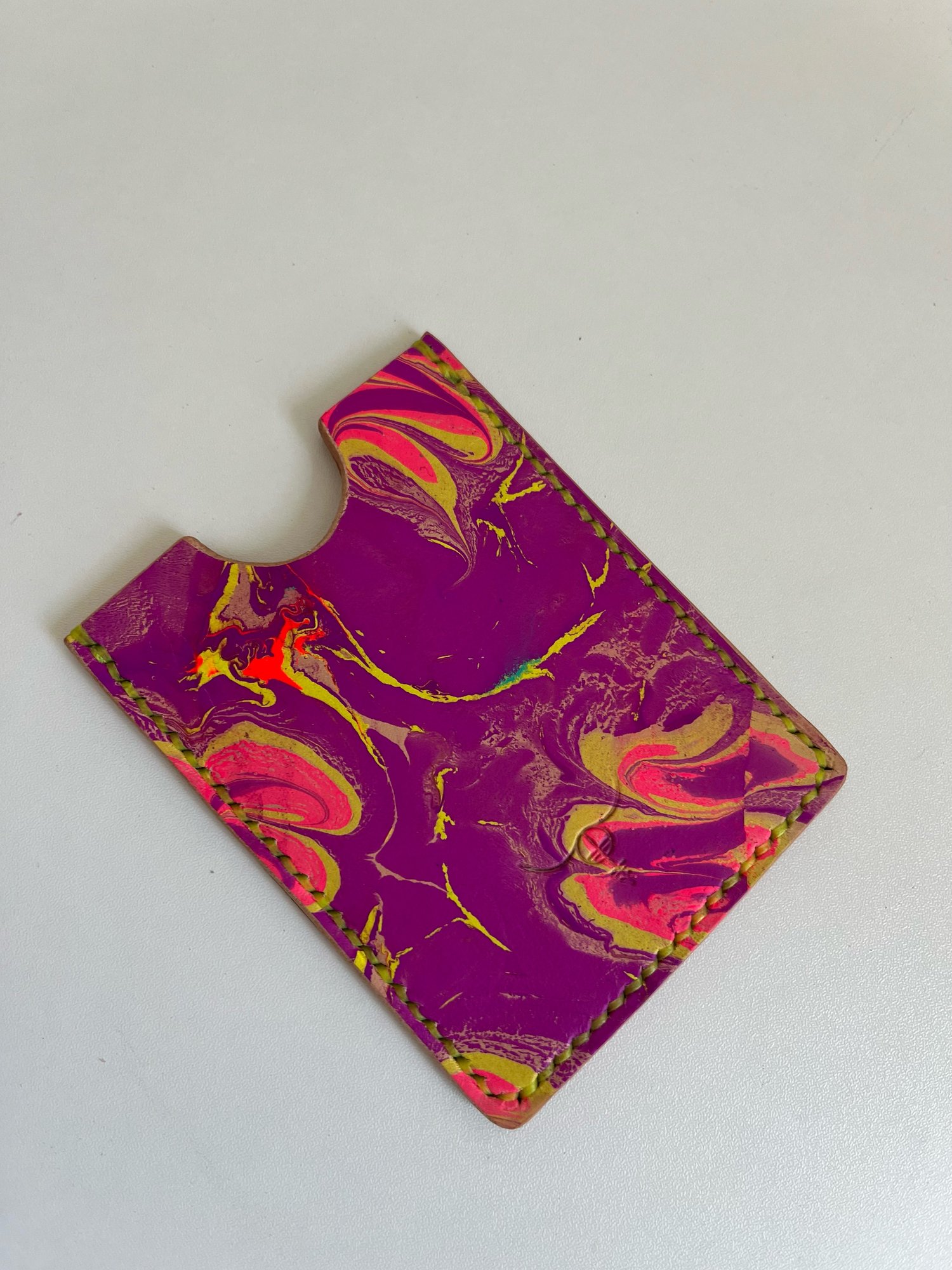 Image of Neon Purple/Yellow Marbled Cardholder 