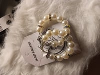 Image 1 of White Pearl Hoop Earrings 