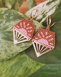 Beaded Sunset Brass Earrings 