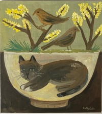 Cat bowl with spring garden