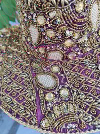 Image 3 of Dolly cowboy hat - recycled sari fabric Purple and gold