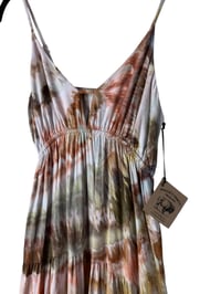 Image 9 of S Woven Tiered Lightweight Long Sundress in Mojave Watercolor Ice Dye