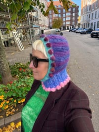 Image 6 of Sofie And Iris Striped Dark and Blue, Pink, Blue and Turquoise Mohair Balaclava