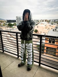 Image 3 of Green Unisex Baggy Oversized Distressed Sweatpants