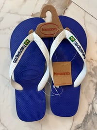 Havaianas Brasil Logo Flip Flops Mens - Blue Marine