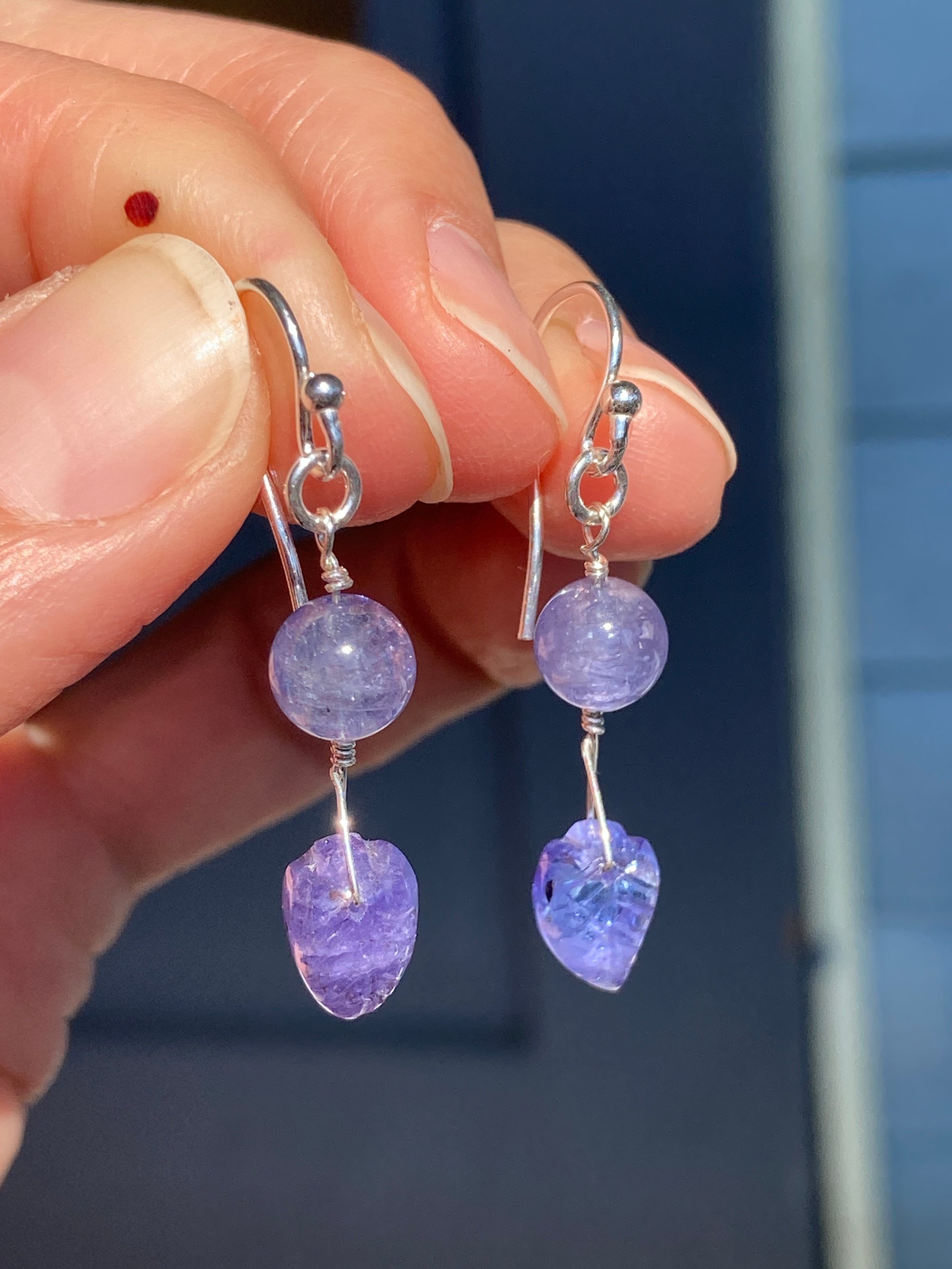 Sterling Silver Tanzanite Leaf Earrings Sterling Silver Tanzanite Leaf Earrings
