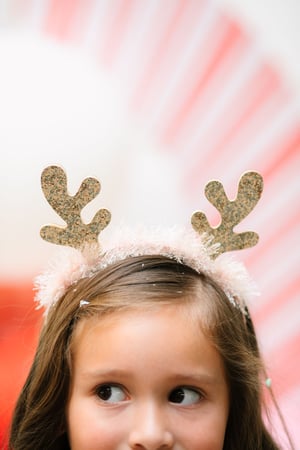 Image of Glitter Reindeer Headband with Vintage Pink Tinsel