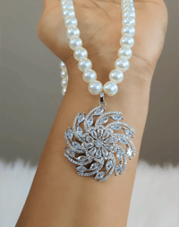 Image 1 of Poonam_American Diamond Pearl Set with Adjustable Ring