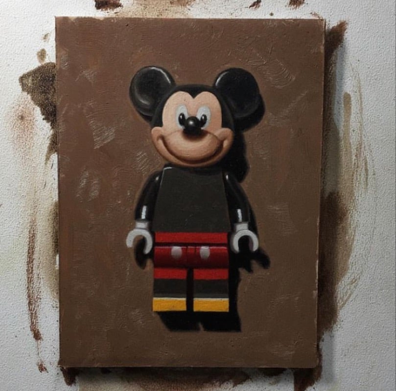 Image of Mickey Mouse lego oil painting 