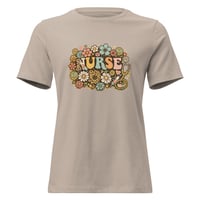 Image 2 of Women's Relaxed T-Shirt, Nurse Retro T-Shirt | Vintage Floral Nurse Graphic Tee