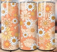 Peach colour flowers 20oz tumbler