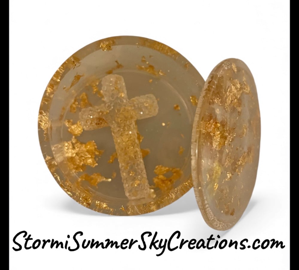 Image of Gold Flake and Clear Prayer/ Trinket box 