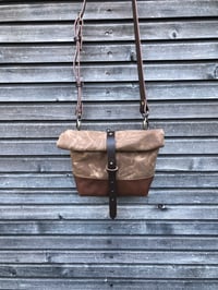 Image 3 of Waxed canvas day bag in brush brown with leather bottom