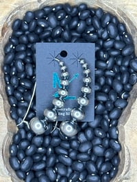 Image 1 of 3-14mm Sterling Silver Pearls Horseshoe Hook Earrings