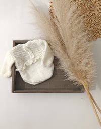 Image 1 of Newborn girls knitted bodysuit for photoshoots | Aila  | creamy
