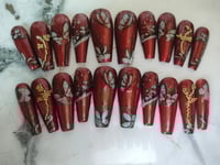Image 1 of Simple Burgundy Press on Nails 