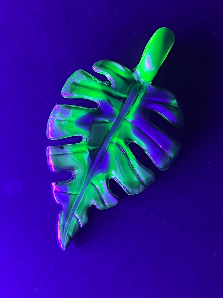 Image of Variegated Metal Monstera Leaf Pendant